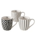 Boltze Home Mug Blomara 400 ml New Bone disponible en 3 imprimés différents en noir et blanc