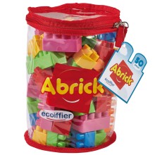 Abrick Bouwblokken in Roze Opbergzak, 50dlg.