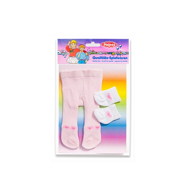 Poppenmaillot met Sokken - Roze, 28-35 cm