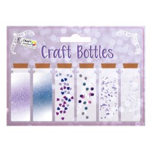 Decoratie Flesjes Glitter, 6 x 15g - Rood/Roze