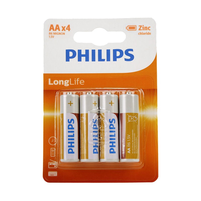 Philips Batterij R6 AA Long Life