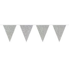 Vlaggenlijn Glitter Zilver, 6mtr.