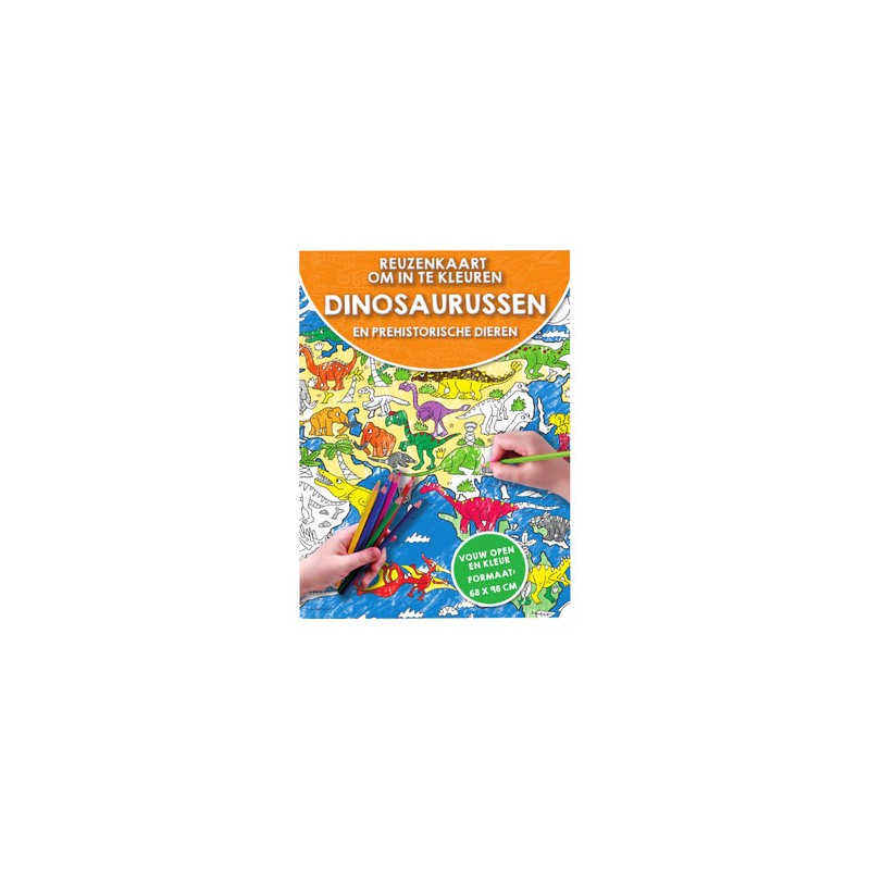 Reuzenkaart om in te Kleuren Dinosaurussen