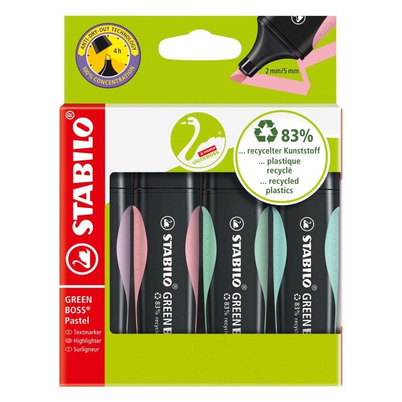 STABILO Green Boss Pastel Markeerstiften, 4st.