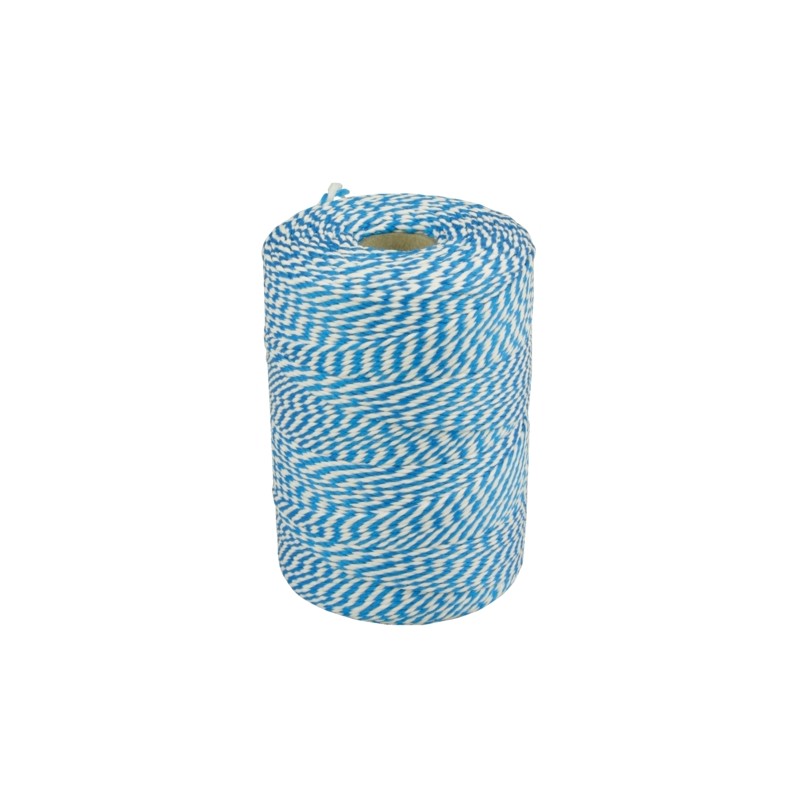 Touw katoen 45meter 50gr blauw/wit