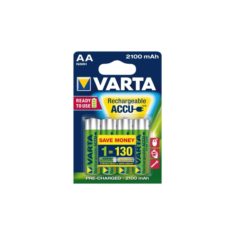 Batterij oplaadbaar Varta 4xAA 2100mAh ready2use