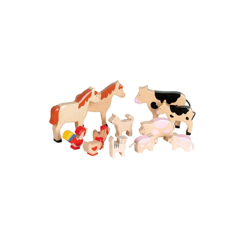 Goki Houten Boerderijdierenset, 12dlg.