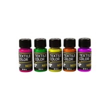 Neon Textielverf - Set van 5 Kleuren, 50ml
