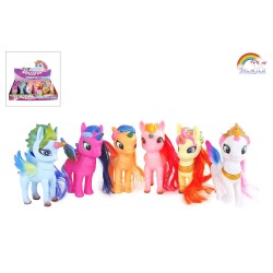 Unicorn figuur met haar en draaibaar hoofd 13cm