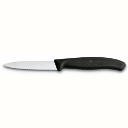 Couteau d'office Victorinox Swissclassic lame dentelée de 8 cm avec manche noir