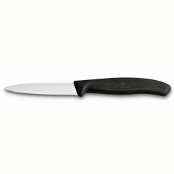 Victorinox Swissclassic schilmes 8cm gekarteld lemmet zwart handvat