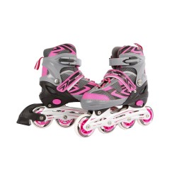 Inline skates roze/grijs abec7 alu frame verstelbaar maat 31-34