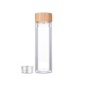 Flacon à infusion double paroi verre/bambou 400ml avec passoire inox