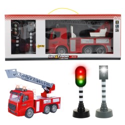 Toi Toys Set pompiers friction + feu tricolore (lumière + son)