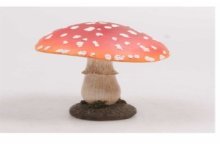 Statue de jardin Champignon rouge à pois blancs polystone 7X7X10 Cm